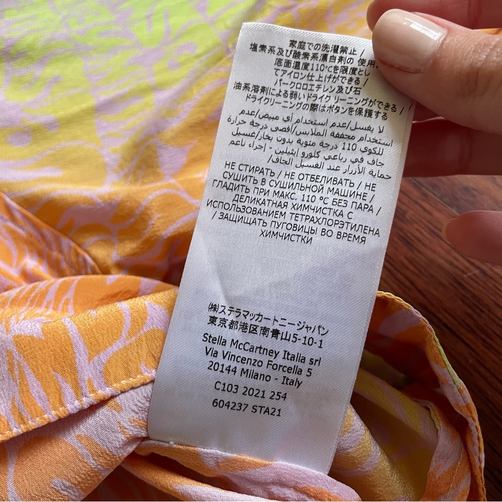 Stella McCartney Keep On Smiling Cropped Silk Shirt Orchid Neon Size 44 - Picture 10 of 14